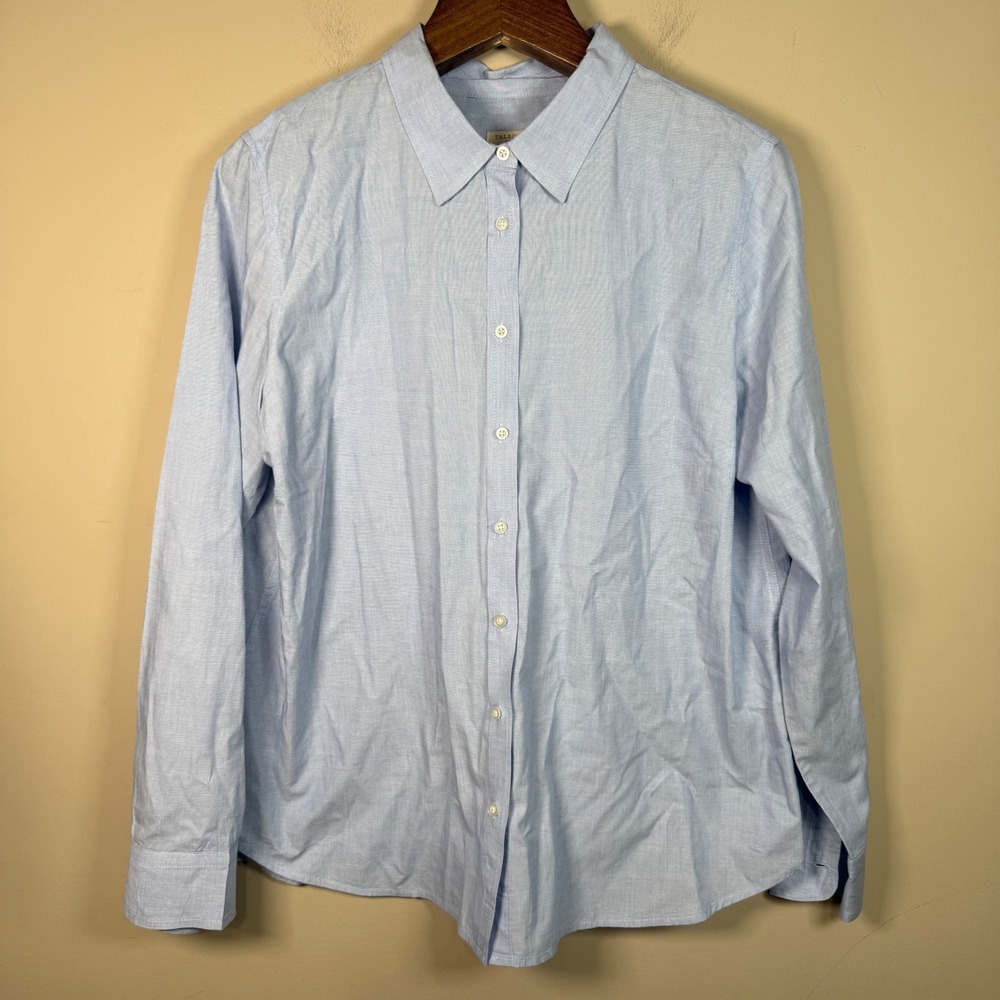 Talbots 100% Cotton Light Blue Long Sleeve Button Down Shirt XL Office Career
